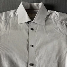 Eton Shirt Mens 15.5 39 gray White Stripe Contemporary Fit Cotton Dress Business