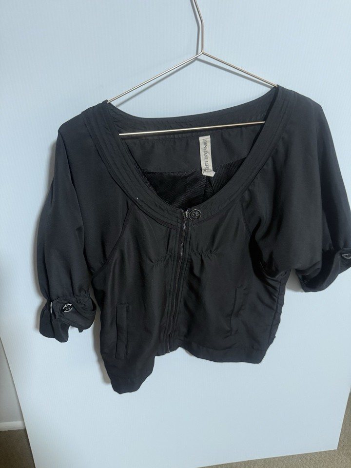 Lorna Jane Life Black Gym Top Zipper Size Medium M