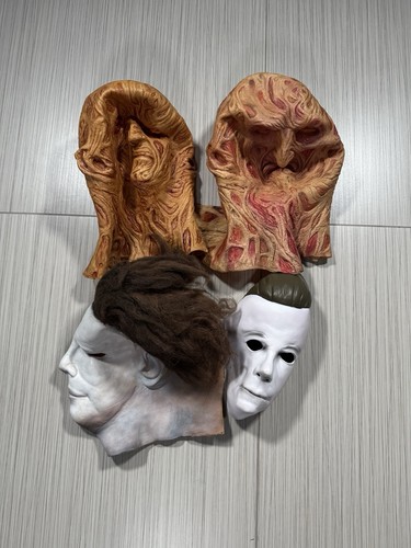 Lot Of 4 Vintage Freddy Krueger Michael Myers Halloween Masks