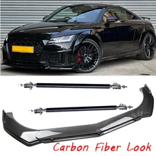 Carbon Fiber Front Bumper Lip Spoiler Splitter Strut Rod For Audi TTS Quattro