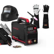 YESWELDER 205A 110V/220V Stick/TIG Welder Kit w/Helmet, Gloves & Electrodes