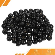 500Pack Natural Wood Beads 10mm Diameter Round Loose Spacer Beads Black