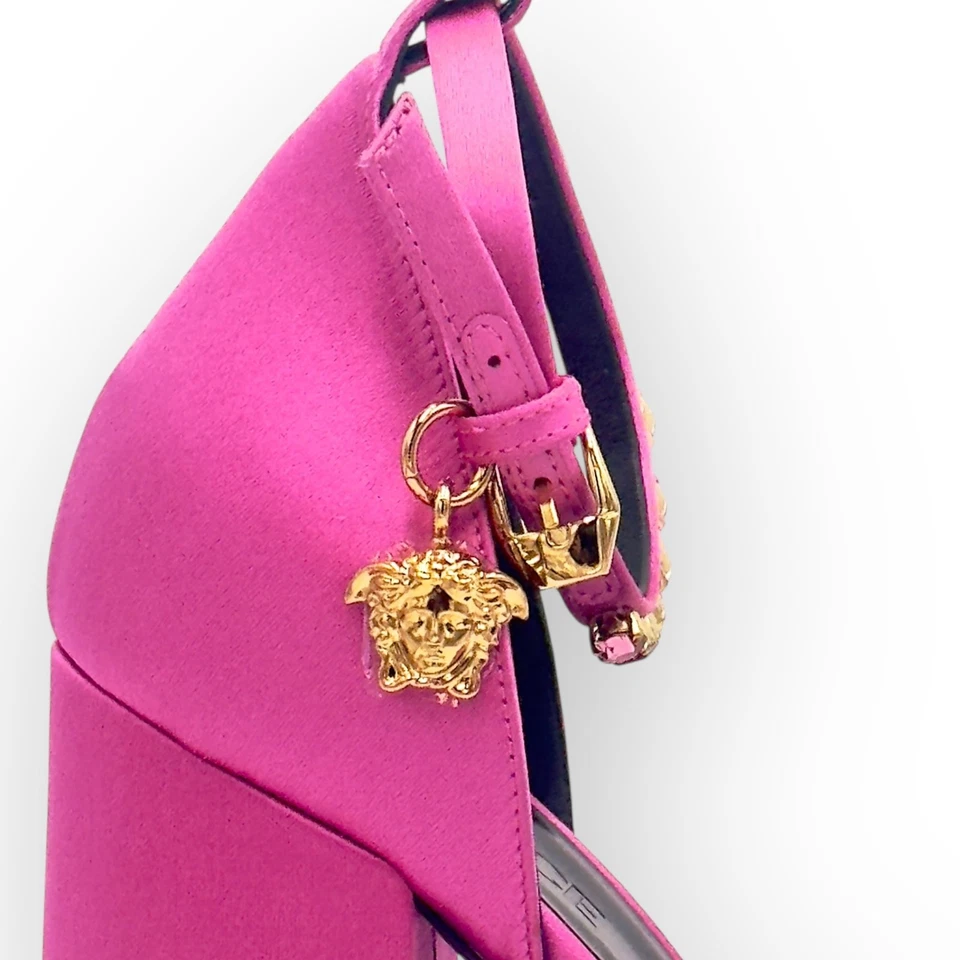 范思哲 Medusa Aevitas 平台高跟鞋缎面粉色 $1500 全新 — 第 2/4 张图片