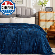 Oversized King Fleece Blanket 120x120 Inches, Seamless Soft Cozy 3D Jacquard Fla