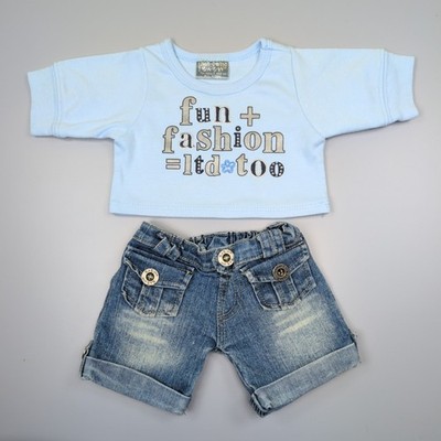 Build A Bear Blue Fun Fashion Limited Too Top And Denim Jeans Outfit