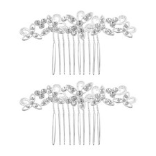2 Pcs Rhinestone Decorative Bridal Hair Accessories Flower Rhinestones Combs