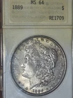 1889 $1 Morgan Dollar ANA MS64 "Genie Holder" Toned #RE1709