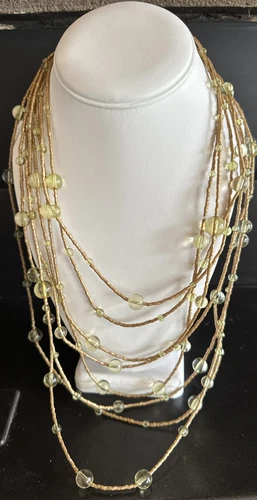 VETEMENTS Collana di perline multistrato 8 fili con perline stile vetro verde