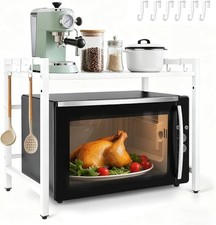 2 Tier Over Microwave Oven Shelf Kitchen Storage Solution Organiser Stand Holder