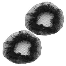 2 Pcs Nylon Mesh Stretchy Ballet Bun Hair Covers Hairnet Black for Woman S9O4