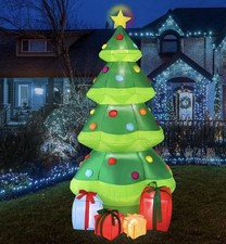 10Ft Inflatable Christmas Tree with LED Lights  Color-Changing Star Holidays