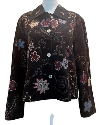Yak Magik Jacket Women's Large Artisan Silk Embroidered Nepal Art to Wear Beaded