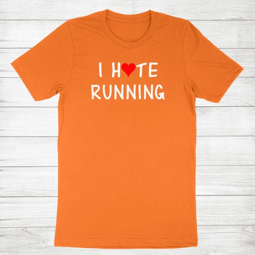 Funny Love Running Gift Shirt I Hate Running Love Heart T-Shirt Jogging Runners - Photo 17/20