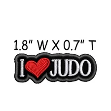I Love Judo Patch Iron-on Embroidered Applique Text Words Clothing Vest