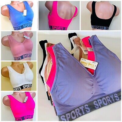 3 Bra or 6 Sports Bras Yoga Active Wear Workout Seamless TOP CAMI MISS PLUS SIZE