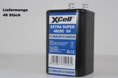 48 x  Xcell Federbatterie Blockbatterie EXTRA Super 4R25C 6V/9500mAh