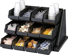 Cambro 12RS12110 Black Versa Self Serve Condiment Bin Stand Set with 