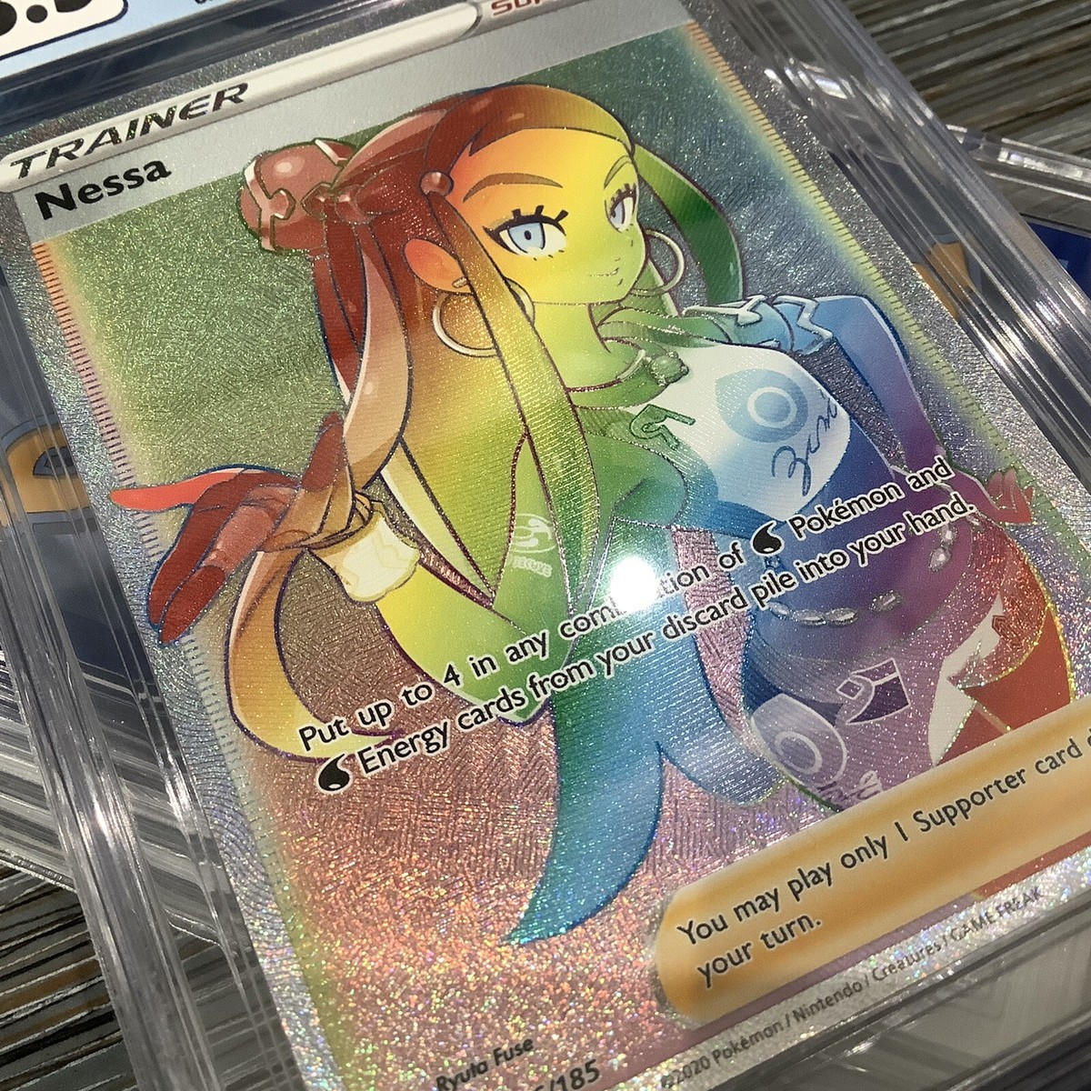 Pokemon Nessa 196/185 (Rainbow Secret Rare) - Vivid Voltage - CGC 8.5  NM/MINT+