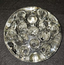 Large Vintage Clear Glass 13 Hole Flower Frog 4.5  Footed EUC