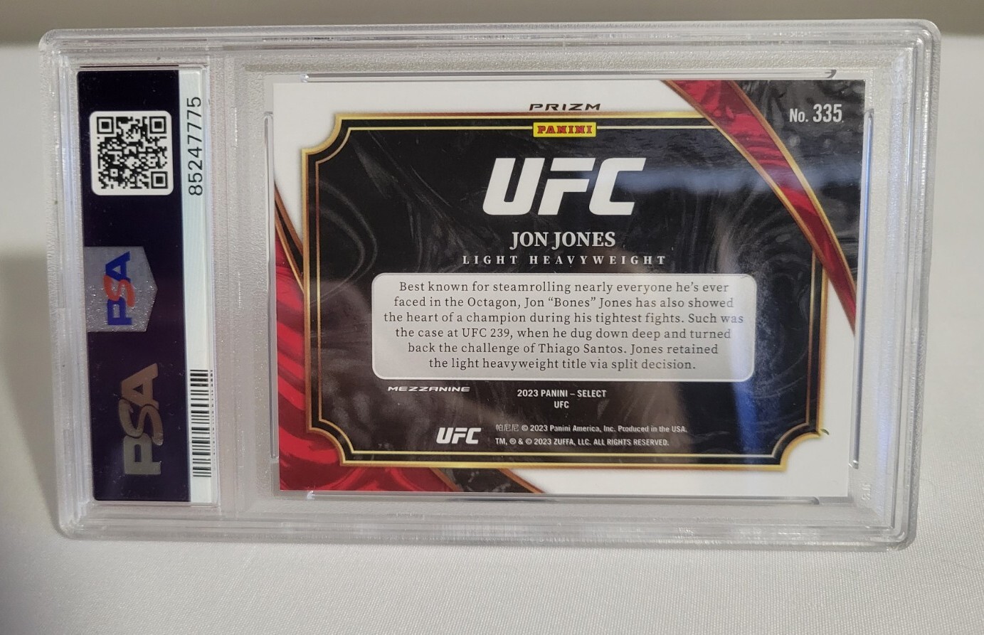 2023 Panini Select UFC Mezzanine Silver #335 Jon Jones PSA MINT 9 POP 1 view 2