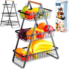 Aufbewahrungskorb Obstkorb Gemüsekorb Metallkorb aus Metall schwarz 3-stufig