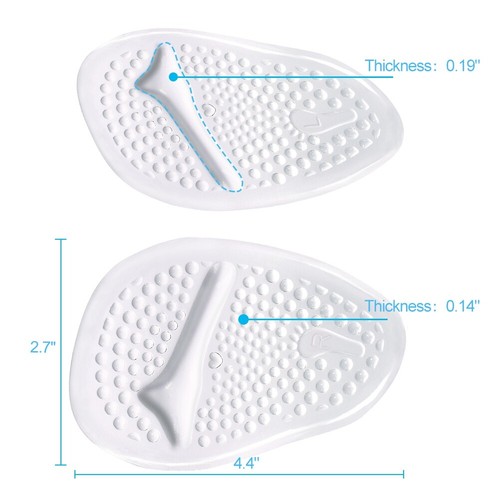 Forefoot Cushions 2 Pairs Gel Shoe Pads Inserts Anti Slip For Women