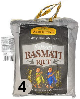 Asian Kitchen Silver White Basmati Rice Aged, 4 Pound (4lbs, 1.81kg)