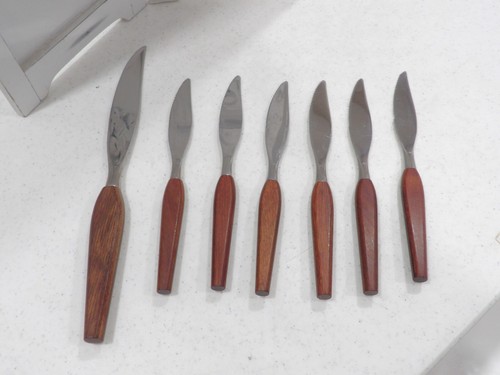 MCM ~ Danish Modern Steakmesser Teakholzgriffe + Tranchiermesser ~ Flottenholz