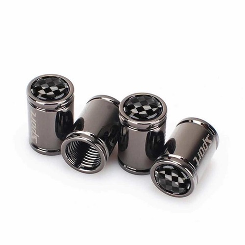 Sport Tire Valve Stem Cover Cap For All Car Models Black Silver Set Of 4 - Picture 4 of 9