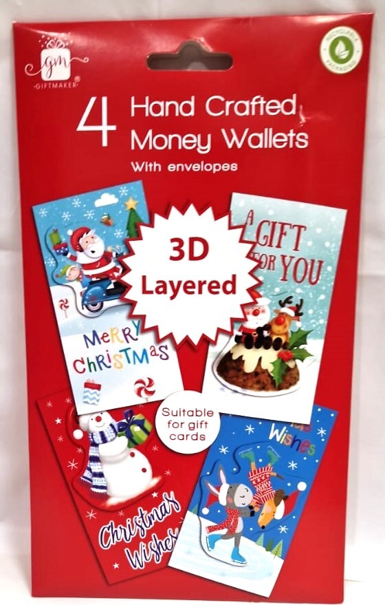 8 Cute Christmas Money Envelope Wallets Mixed Designs for Gift Card