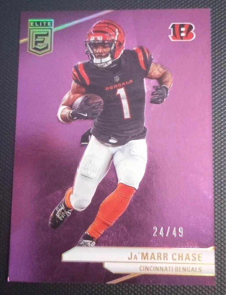 2024 Donruss Elite Ja'Marr Chase Purple Parallel Card. Serial #24/49. Card #10.