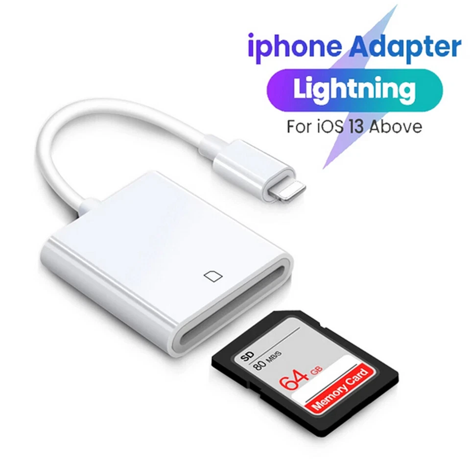 8 Pin OTG to SD Card Reader Writer Adapter iPhone X iPad Air Pro Mini + Micro SD - Image 3 of 4