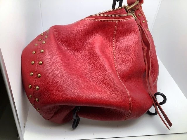 Lucky Brand красный кожаный уплотнительные кольца Hobo запонки/бюстгальтеры наплечная сумка Дамская сумка - Изображение 3 из 4