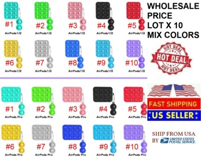 lot 10  AirPods Pro / 2 & 1 Pop Fidget Toys Push It Bubble Earphone Case Cover