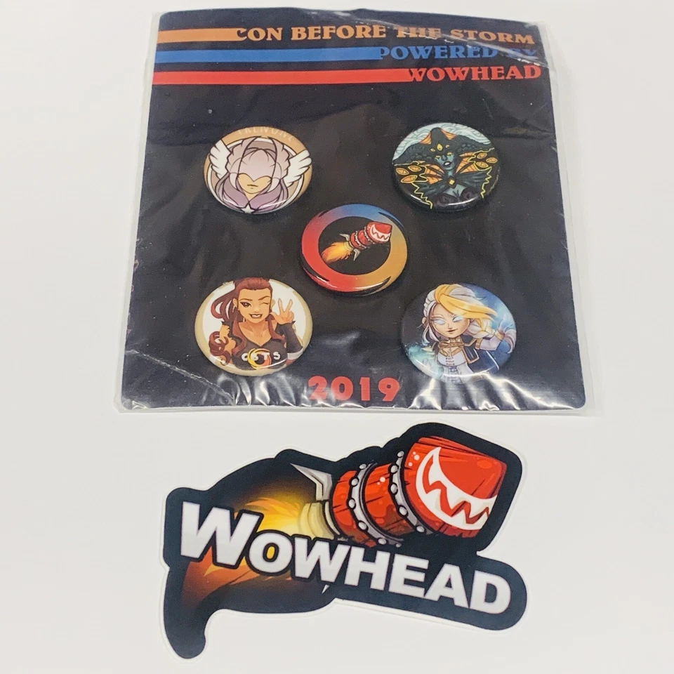 RARE Wowhead Party Button Badge Set 2019 Blizzcon Warcraft Blizzard + Sticker - Image 3 of 3