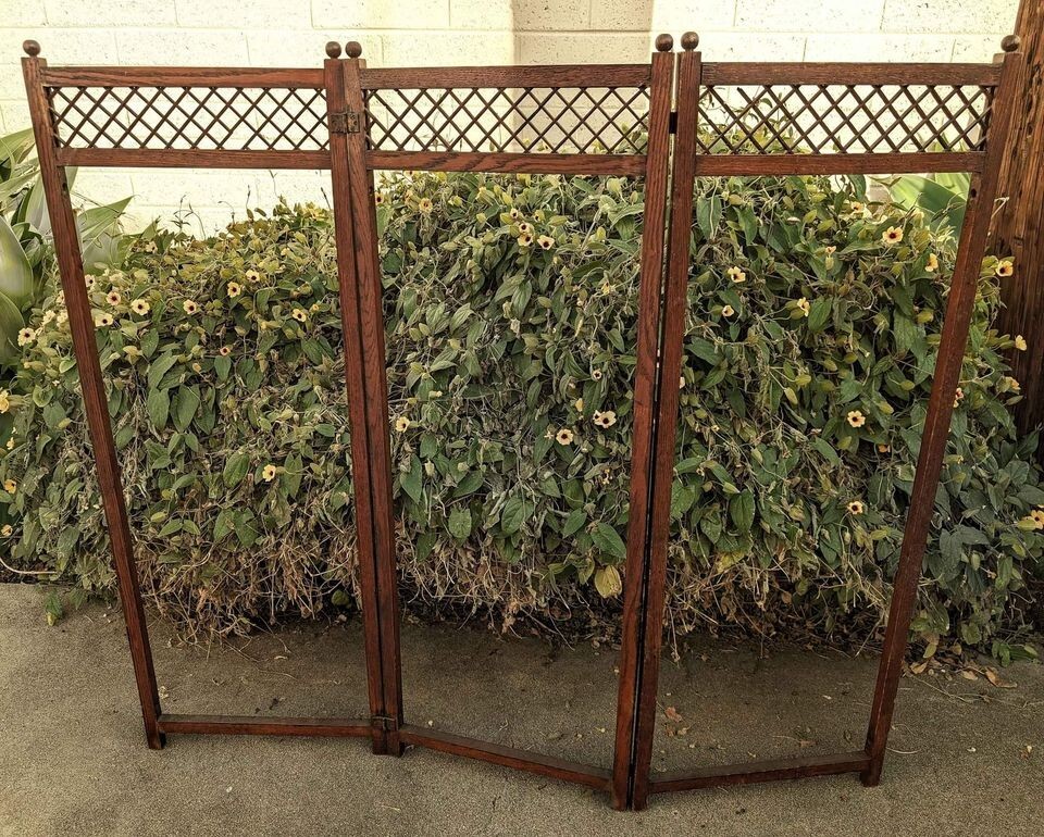 Victorian Trifold Accordion Dressing Screen Antique HalfPanel Oak Room