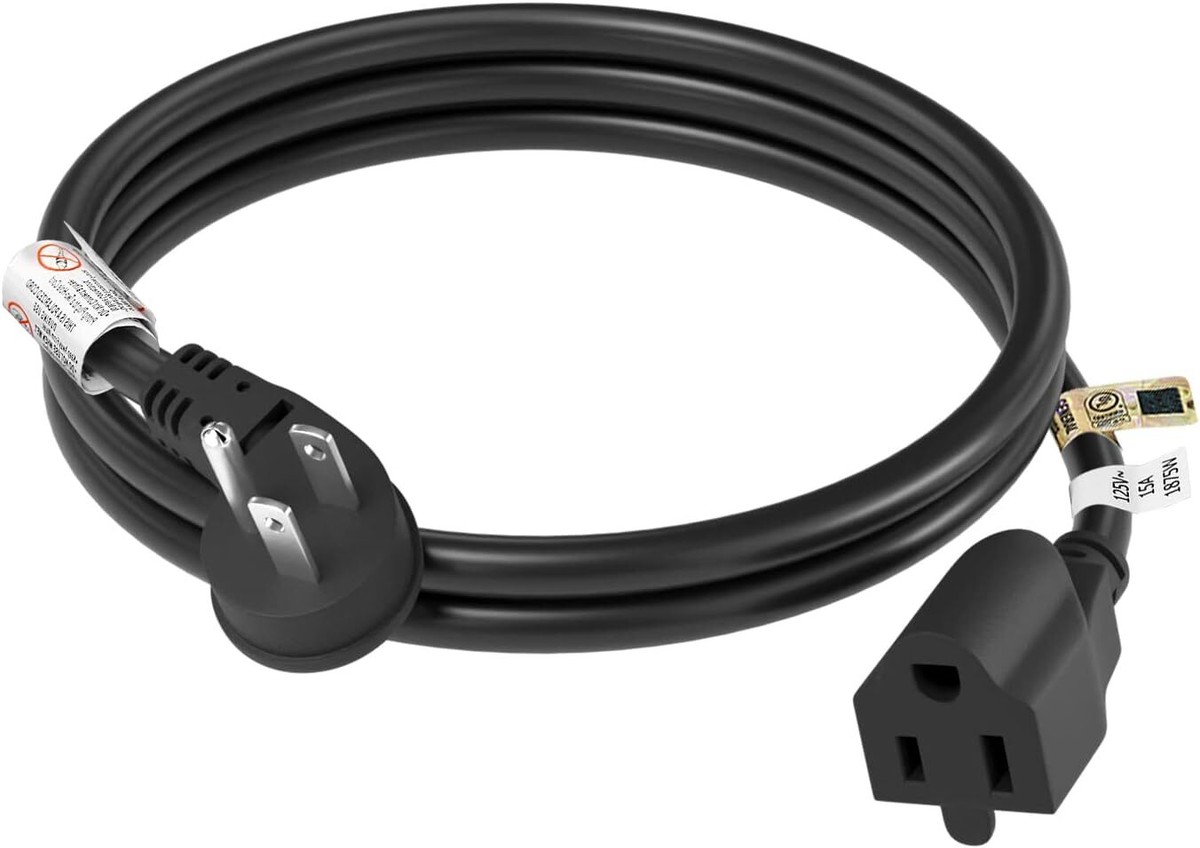 3 Feet Black Heavy Duty Power Cord 3X14 Awg 15A Flat Plug Space