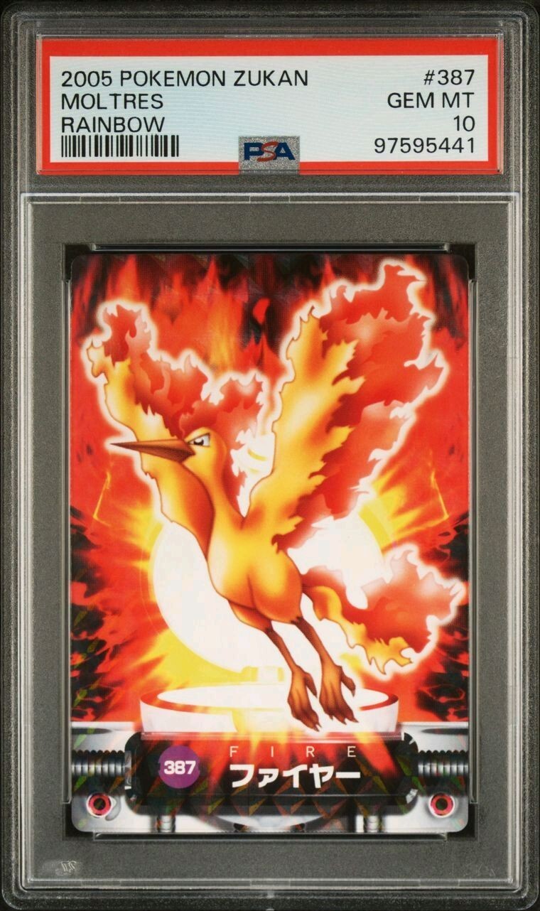 PSA 10 GEM MINT Holo Moltres #387 Carddass Zukan Pokémon POP 2 Rainbow Rare