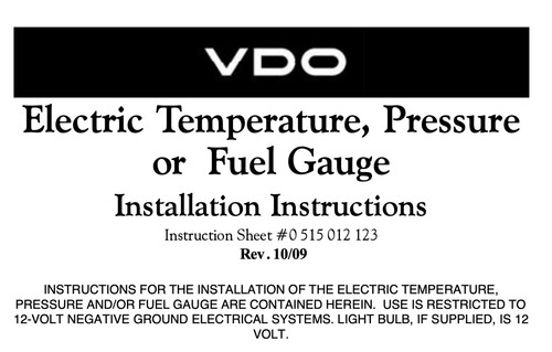 VDO 350-110 Black - 400PSI Oil Pressure Gauges, Electrical, 2 1⁄16” (52mm) Dia - Picture 3 of 3
