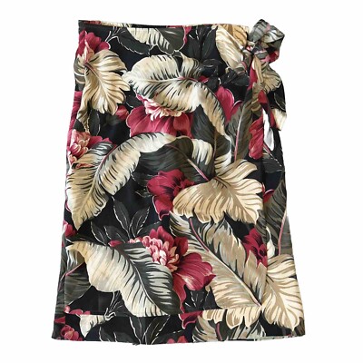 Vintage Y2K Dana Buchman Womens 4 100% Silk Skirt Floral Tied Bow Elastic Lined