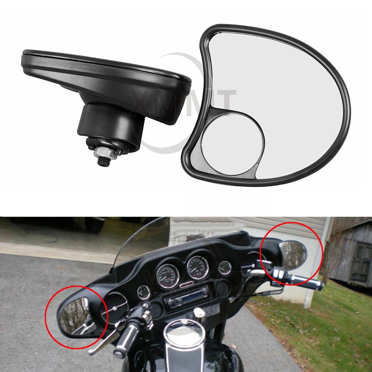 Split Vision Convex Fairing Mirrors for Harley Batwing Electra