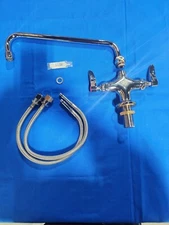 T&S B-0201 Brass Double Pantry Faucet, Single Hole Base, 12 Swing