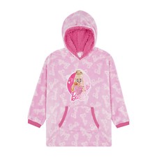 Barbie Girls Fleece Hoodie, Kids Oversized Hoodie Pink Blanket, One size 4-10 Y 