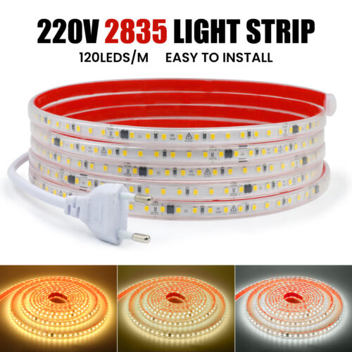 Wasserdicht LED Streifen Stripe 230V 2835 Selbstklebend Lichtband Lichterkette