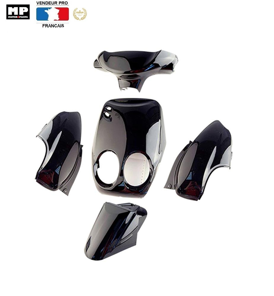 Kit carrosserie carénages ovetto neos 50 noir brillant 5 coques pour scooter MBK et Yamaha