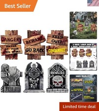 Instant Haunted Yard Setup: 6 Halloween Tombstones Scary Graveyard Signs
