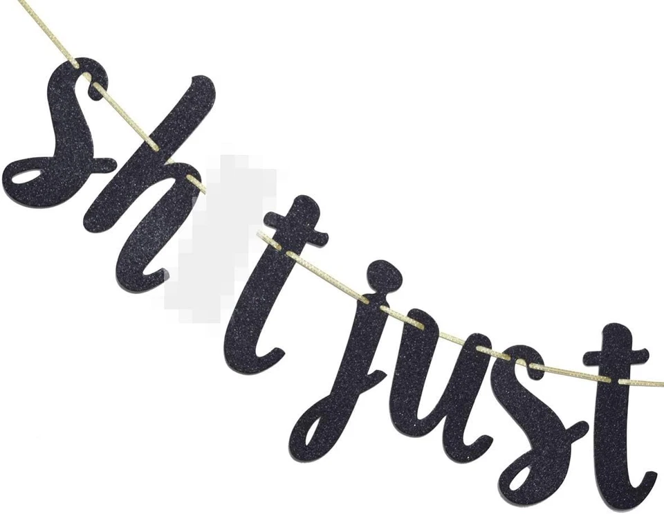 Engagement Decorations, Just Got Real Glitter Bunting Banner for black gold  - Image 3 of 4