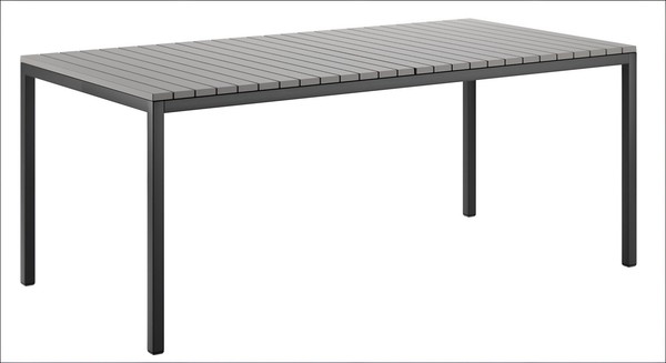 Grauer Holztisch Designer Metallgestell Exklusiver Gartentisch MöBel-image