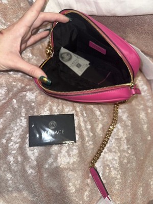Versace Quilted La Medusa Camera Bag   Bright Pink with Gold-Tone Hardware