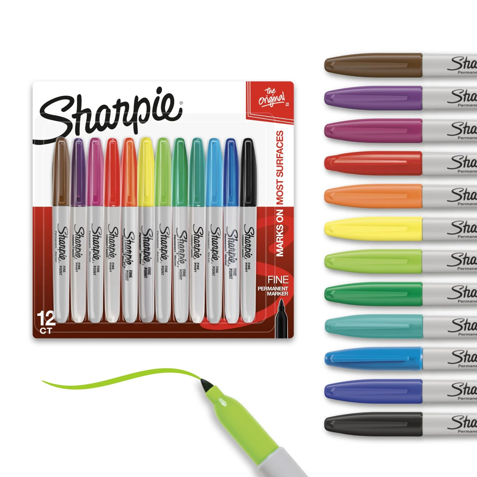 Sharpie Permanent Markers, Fine Tip, 12 Count - Quick 12 Count, Assorted - Picture 1 of 8